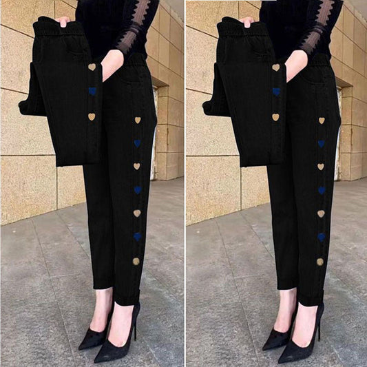 🎁LAST DAY SALE 50% OFF✨Women's High-Elasticity Heart Pattern Embroidered Jeans