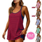 ✨SUMMER HOT SALE 50%OFF🎀Women's Summer Sleeveless V-Neck Striped Athletic Mini Dress with Built-in Shorts