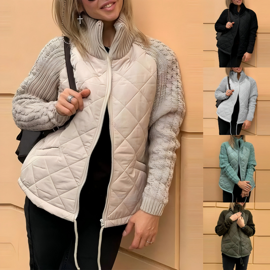 🍂Early Autumn Special Offer：￡23.99!!🔥🎁2025 New Women's Knit Patchwork Puffy Jacket