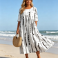 🔥LAST DAY SALE - 49% OFF👗🌸Women’s Elegant Floral Print Round-Neck Long Dress