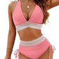 🏖️Summer Cool Deal: ONLY ￡12.99!💃💃High Waisted Tummy Control Color Block Bikini Set