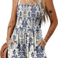 🏝️LAST DAY SALE 60% OFF:ONLY ￡12.99‼️⚡50K+ SOLD💕💃Women's Summer Square Neck Sleeveless Loose Casual Short Smocked Romper