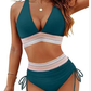 🏖️Summer Cool Deal: ONLY ￡12.99!💃💃High Waisted Tummy Control Color Block Bikini Set