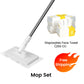 🔥Last Day Sales 70% OFF🧹Extendable Telescopic Disposable Flat Clip Mop with 4 Reusable Cloths💦, 360° Swivel Lightweight Floor Mop