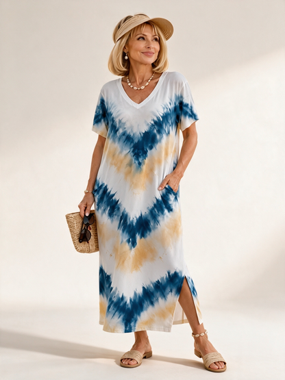 ⏰Last Day Sale 49% Off💃Casual Loose Printed V-Neck Long Dress