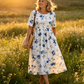 🔥LAST DAY SALE - 49% OFF👗🌸Women’s Elegant Floral Print Round-Neck Long Dress