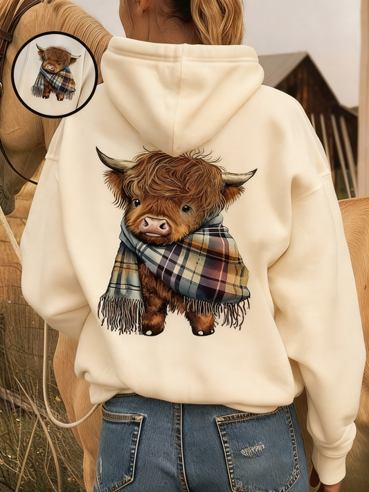 🔥🎅2026 CHRISTMAS SALE 70% OFF!!🎄🎁Cute Highland Cow Cozy Fleece-Lined Hooded Sweatshirt🦬
