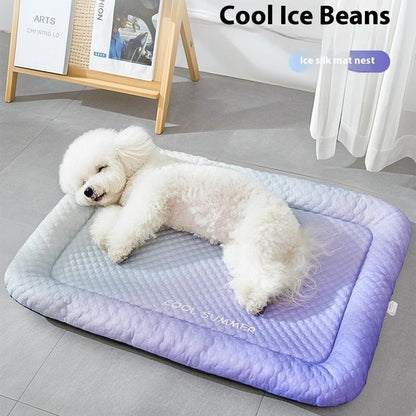 🔥LAST DAY SALE ONLY￡8.99!!🧊❄️Pet Cooling Pad Mat for Dogs and Cats🐶🐱-Ice Silk Summer Cool Bed Blanket in Gradient Colours🐾