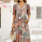 💥🌈2026 Hot Sale 50% OFF🤩Safari Chic Leopard Linen-Cotton Midi Dress –🌿V-Neck & Relaxed Elegance