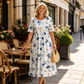🔥LAST DAY SALE - 49% OFF👗🌸Women’s Elegant Floral Print Round-Neck Long Dress