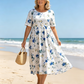 🔥LAST DAY SALE - 49% OFF👗🌸Women’s Elegant Floral Print Round-Neck Long Dress