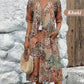 💥🌈2026 Hot Sale 50% OFF🤩Safari Chic Leopard Linen-Cotton Midi Dress –🌿V-Neck & Relaxed Elegance