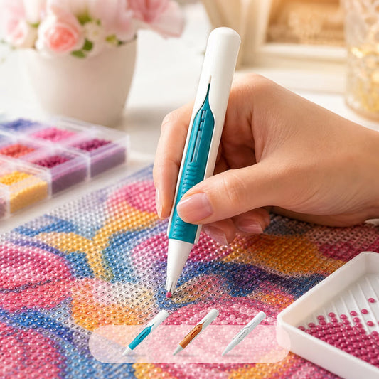 🔥 Last Day 50% OFF – 💎 Automatic 5D Diamond Art Bead Dispenser Pen & Tray Set