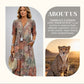💥🌈2026 Hot Sale 50% OFF🤩Safari Chic Leopard Linen-Cotton Midi Dress –🌿V-Neck & Relaxed Elegance