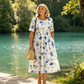 🔥LAST DAY SALE - 49% OFF👗🌸Women’s Elegant Floral Print Round-Neck Long Dress