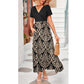 👗Summer Hot Sale 50% OFF🌈 Women's V neck Ankle Length Floral Print Beach Long Flowy Maxi Dress with Pockets🎀