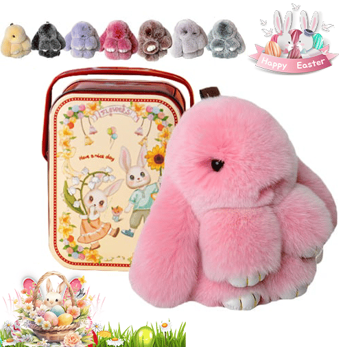 🎁Easter Best Gift  70% Off💥🐰【BunnyLulu】Soft Plush Bunny Keychain – Comfort Toy in Tin Box🎁Easter Sweet Surprise