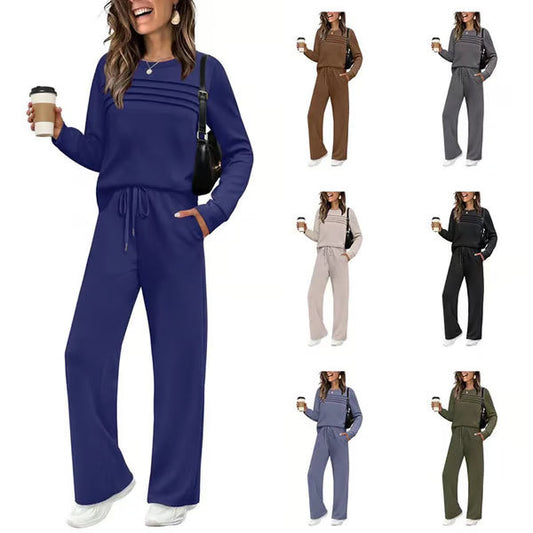 💓✨ Hot Sale 60% OFF👚Women's Crew Neck Top & Drawstring Pants Set💜