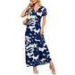 👗Summer Hot Sale 50% OFF🌈 Women's V neck Ankle Length Floral Print Beach Long Flowy Maxi Dress with Pockets🎀