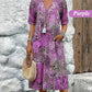 💥🌈2026 Hot Sale 50% OFF🤩Safari Chic Leopard Linen-Cotton Midi Dress –🌿V-Neck & Relaxed Elegance