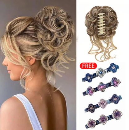 💗LAST DAY Special Price £8.99! + FREE GIFT!!💗Top Knot Bun Hairpiece – Blends with your hair, heat style friendly. Creates instant fullness. A must‑have for effortless updos.👑