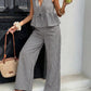 🏖️Limited Time Sale 50% OFF!🌞Women's Striped Tie-Waist Co-ord Set – Sleeveless Blouse & Wide-Leg Trousers 💫🌿  Vintage Boho Style • Casual Commuter Wear • Lightweight & Flowy💃