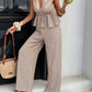 🏖️Limited Time Sale 50% OFF!🌞Women's Striped Tie-Waist Co-ord Set – Sleeveless Blouse & Wide-Leg Trousers 💫🌿  Vintage Boho Style • Casual Commuter Wear • Lightweight & Flowy💃