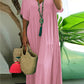 🌺Hot Sale 50% OFF⏳Women’s Casual Long Dress with Short Sleeves – V-Neck, Loose & Flowy, Relaxed Fit, Breathable Fabric & Perfect for Everyday Wear ☀️