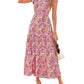 🏖️Summer Sale-50% Off🌷Women's Boho Print V Neck Ruffle Maxi Dress