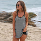 ✨SUMMER HOT SALE 50%OFF🎀Women's Summer Sleeveless V-Neck Striped Athletic Mini Dress with Built-in Shorts