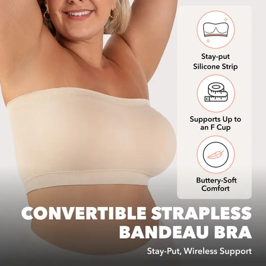 ⏳⏳LAST DAY SALE ONLY ￡10.99!!🔥Convertible Strapless Bandeau Bra with Wireless Comfort, Anti-Slip Grip & Removable Straps