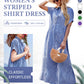 🎉This Week's Special Sales - 50% OFF🌸💃Striped Lapel Button Down Shirt Dress | With Functional Pockets