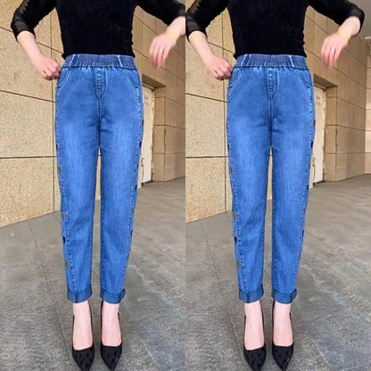 🎁LAST DAY SALE 50% OFF✨Women's High-Elasticity Heart Pattern Embroidered Jeans