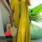 🌺Hot Sale 50% OFF⏳Women’s Casual Long Dress with Short Sleeves – V-Neck, Loose & Flowy, Relaxed Fit, Breathable Fabric & Perfect for Everyday Wear ☀️