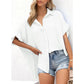 🔥Hot Sale 49% Off💥🎁Women's Loose Fit Casual Button Short Sleeve Shirt Tops