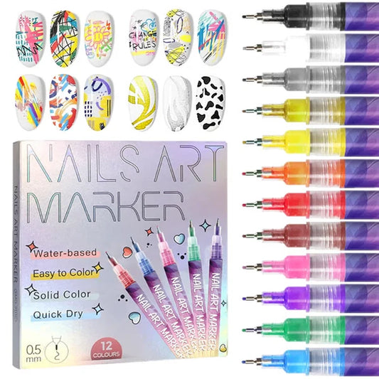 🏆Final 3 hours Special Price £7.99!🏆🎨12 Colors Kids Washable Nail Art Pen Set