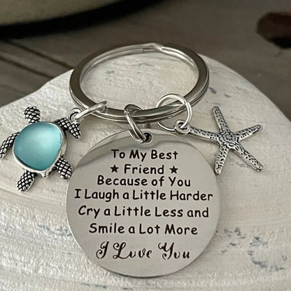 🎁Christmas Sale 70% OFF!!🔥Sea turtle Sea Glass Ocean Keychain