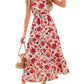 🏖️Summer Sale-50% Off🌷Women's Boho Print V Neck Ruffle Maxi Dress
