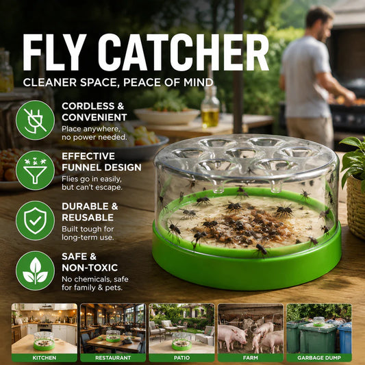 🎁💥LAST DAY SPECIAL PRICE!-￡9.99!! 🌿Reusable Non-Electric Fly Trap—no electricity, no poison! 🏠 Safe to use in the kitchen and around children and pets.