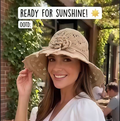 🥳SUMMER HOT SALE🥳💞Limited Special Price:￡9.99!! & 50% OFF! 🔥Women's Crochet Bucket Hat with Flower Accent