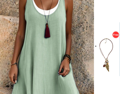 ⏰Last Day Sale 50% Off💃Women's Casual Loose Sleeveless Fake Two Piece Tank Dress
