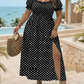 💗2026 New arrival 49% OFF💗Women's Plus Size Smocked Square Neck Puff Sleeve Side Slit Flowy Dress