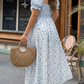 💗2026 New arrival 49% OFF💗Women's Plus Size Smocked Square Neck Puff Sleeve Side Slit Flowy Dress