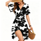 💥👗2026 Summer Hot Sale 49% OFF🌺🌊Women's Ruffle Sleeve Sexy Sundress Floral V Neck Short Wrap Dress with Pockets✨Holiday Beach Pocket Mini Dress
