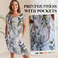 🍃LAST DAY SPECIAL PRICE ￡13.99⚡50K+ SOLD💕👗Casual Printed Dress with Pockets✨Soft Loose Midi Sundress With Side Pockets Beach Holiday Commute Outfit UK🇬🇧 | Free Smile Face Necklace Gift🎁