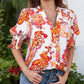 😍LAST DAY SALE 50% OFF-Special Price £13.99🎁☀️🌺Floral V-neck Puff Sleeve Blouse For Women