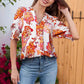 😍LAST DAY SALE 50% OFF-Special Price £12.99🎁☀️🌺Floral V-neck Puff Sleeve Blouse For Women