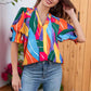 😍LAST DAY SALE 50% OFF-Special Price £12.99🎁☀️🌺Floral V-neck Puff Sleeve Blouse For Women