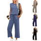 🔥LAST DAY SALE ONLY ￡17.99!!👚2026 Women's Casual Sleeveless Top & Wide-Leg Pants Set