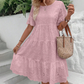 🔥Summer Hot Sale🥳Last Day Sale 50％ OFF💖Women's Solid Round Neck Floral Cut-Out Dress